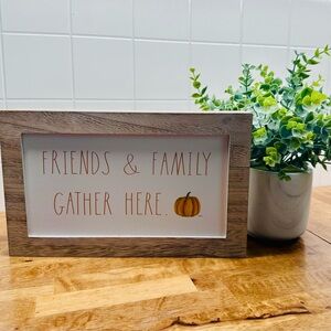 Rae Dunn Wood Frame 'Friends & Family Gather Here' Sign - Brown